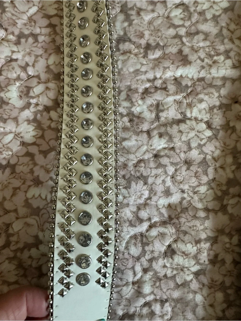 Rhinestone Embellished White Women's Belt